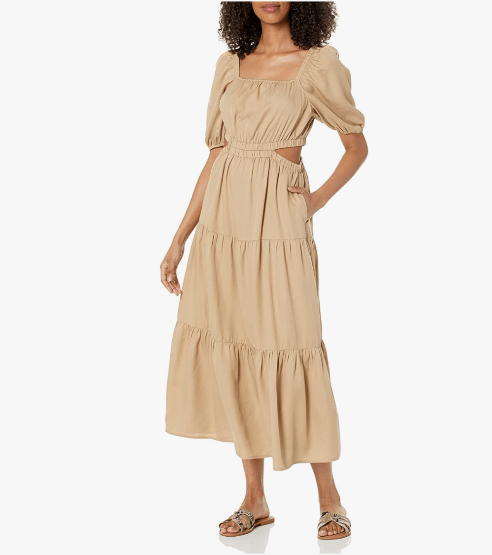 The Drop Women's Anaya Square-Neck Cut-Out Tiered Maxi Dress