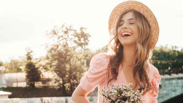 Woman-Wearing-Spring-Dress-Stock-Photo