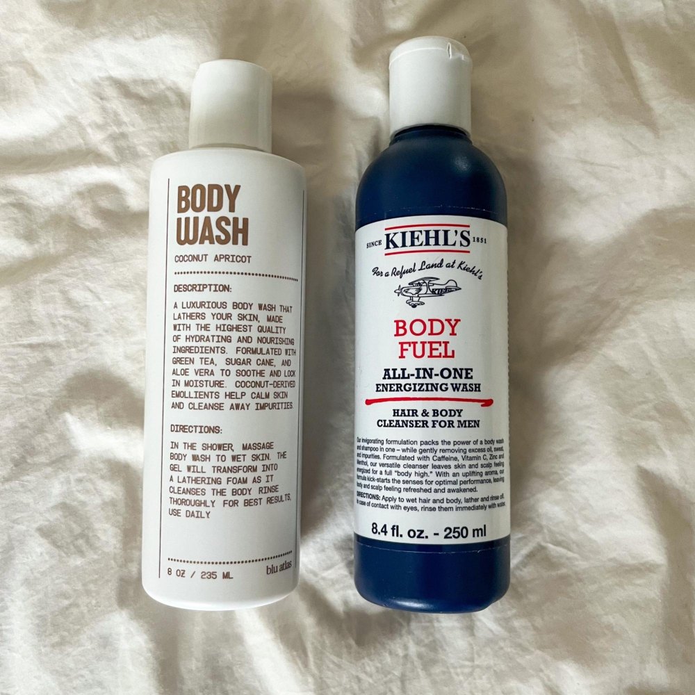 Blu Atlas Body Wash (left), Kiehl’s Body Fuel (right)