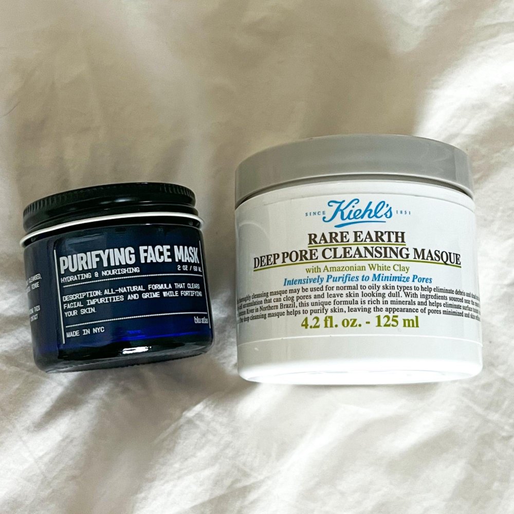 Blu Atlas Purifying Face Mask (left), Kiehl’s Rare Earth Deep Pore Cleansing Masque (right)