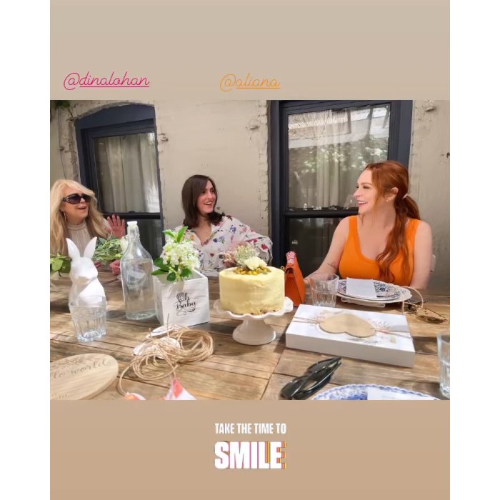 Pregnant Lindsay Lohan Celebrates 1st Child's Arrival at Baby Shower With Mom Dina, Sister Ali: Photo
