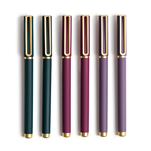 U Brands Soft Touch Catalina Felt Tip Pens, 0.7mm Emerald, Maroon and Purple Barrels, Black Ink, 6 Count (4520A04-24)