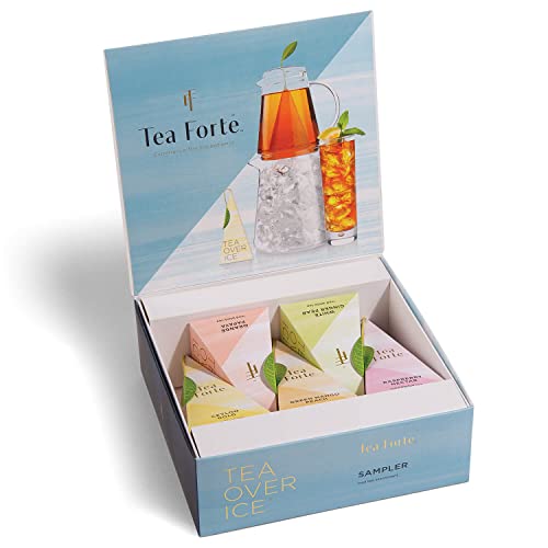 Tea Forte Tea Over Ice Sampler, Pitcher-Size Iced Tea Infusers - Black Tea, Green Tea, Herbal Tea, White Tea, 5pk Box