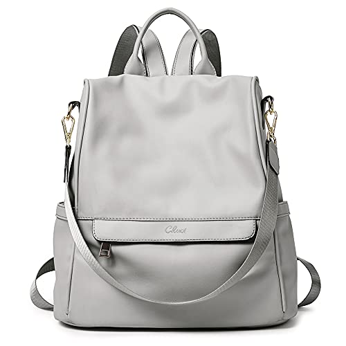 CLUCI Backpacks Purse for Women Leather Fashion Large Anti-theft Travel Bag Ladies Shoulder Bags Gray