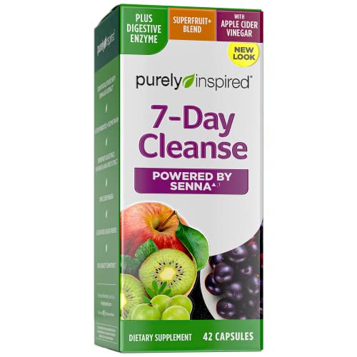 Detox Cleansing | Purely Inspired 7 Day Cleansing and Detox Pills | Acai Berry Cleansing | Full body cleansing detox for women and men | Body Detox with Senna Leaves and Digestive Enzymes | 42 Acai Berry Capsules