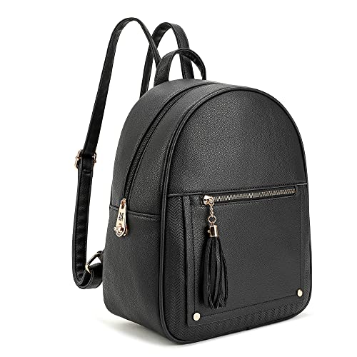 Montana West Anti Theft Mini Backpack Purse for Women Backpack for Ladies with Secured Zipper & Tassel, MWC-104BK