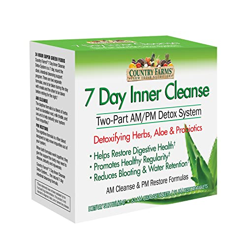 COUNTRY FARMS 7 Day Inner Cleanse, AM/PM Detox System, Detoxifying Herbs, Aloe & Probiotics, 7 Day Program