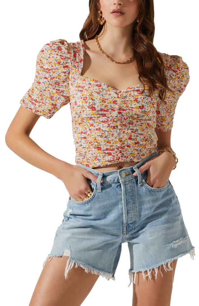 floral pleated top