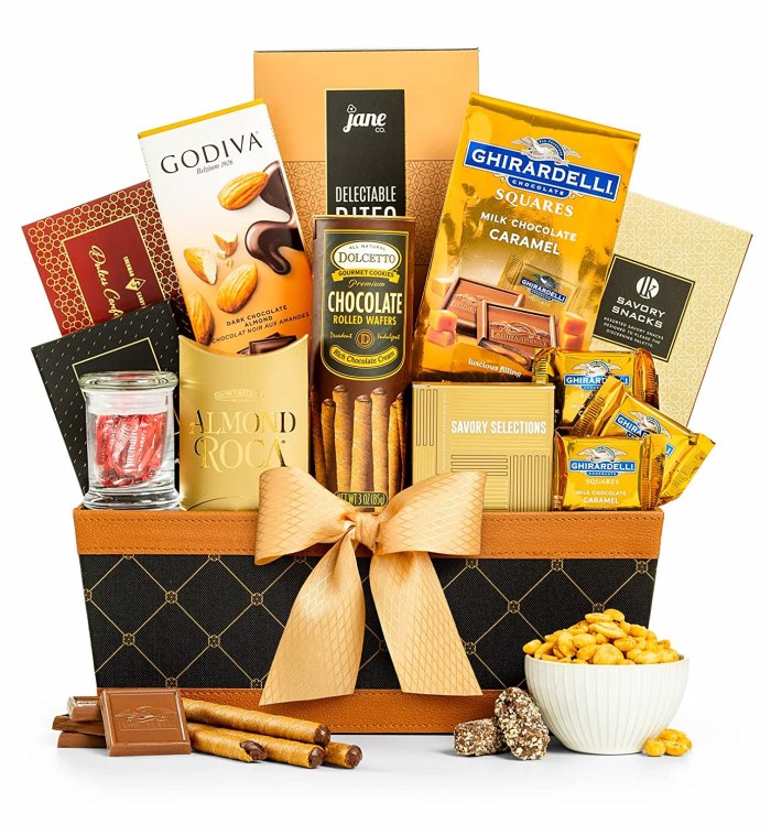 gold gourmet gift basket