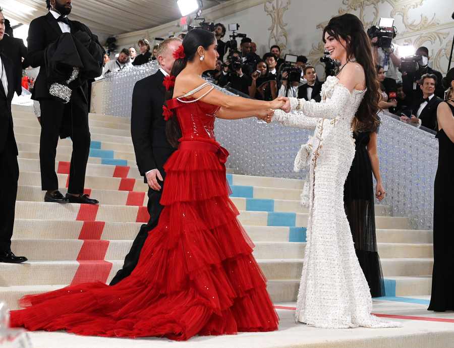 Anne Hathaway Makes a Splash In All White at 2023 Met Gala Following a 5-Year Absence 594