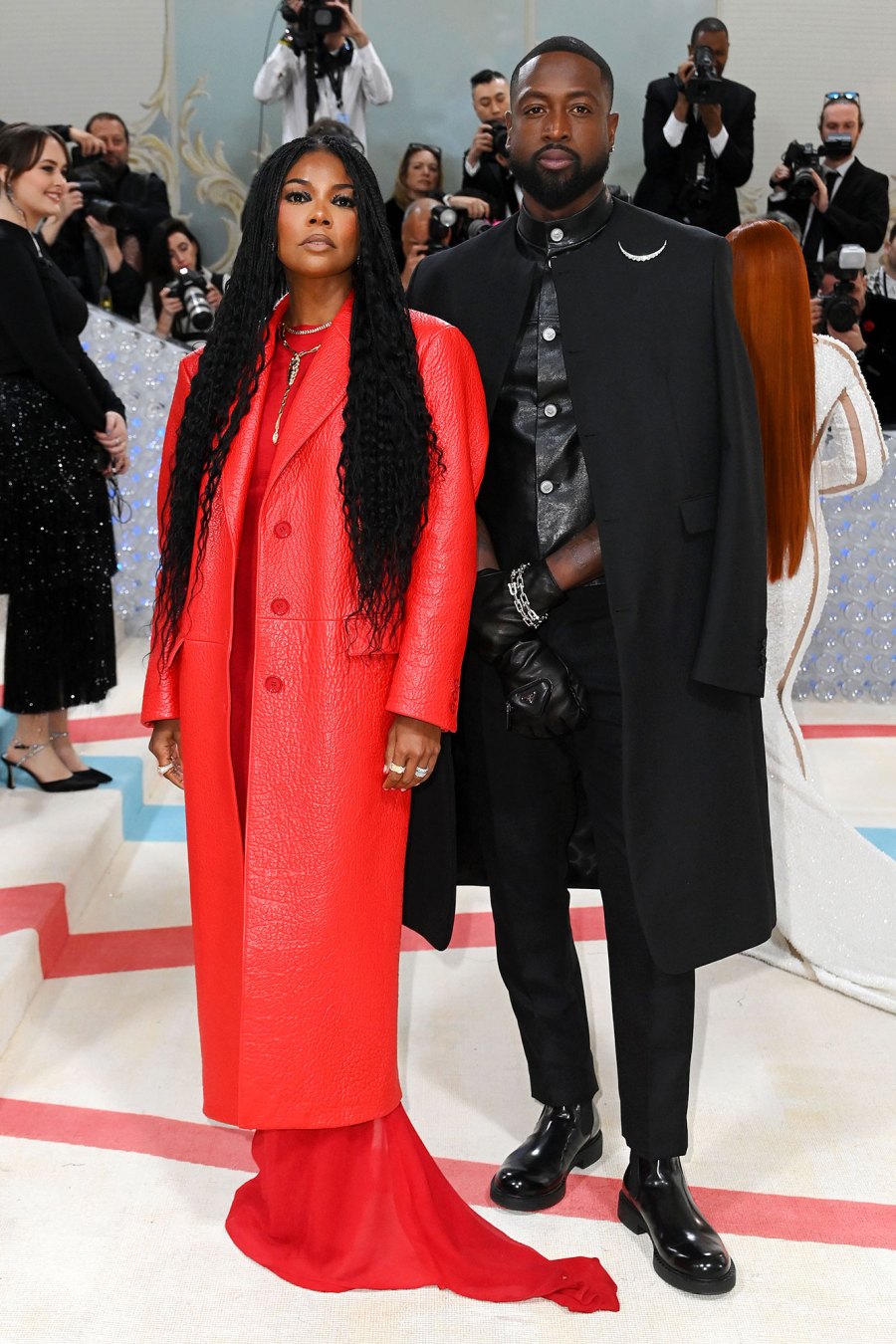 Date Night Gabrielle Union Captivates in Crimson at 2023 Met Gala Poses With Husband Dwyane Wade