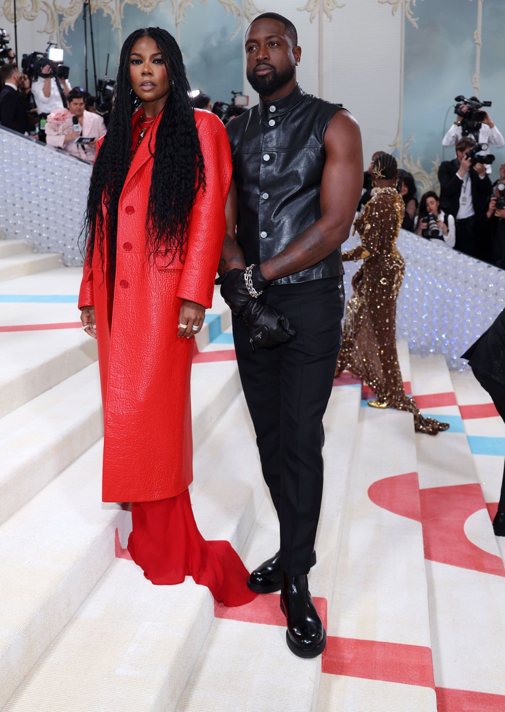 Feature Gabrielle Union Captivates in Crimson at 2023 Met Gala Poses With Husband Dwyane Wade