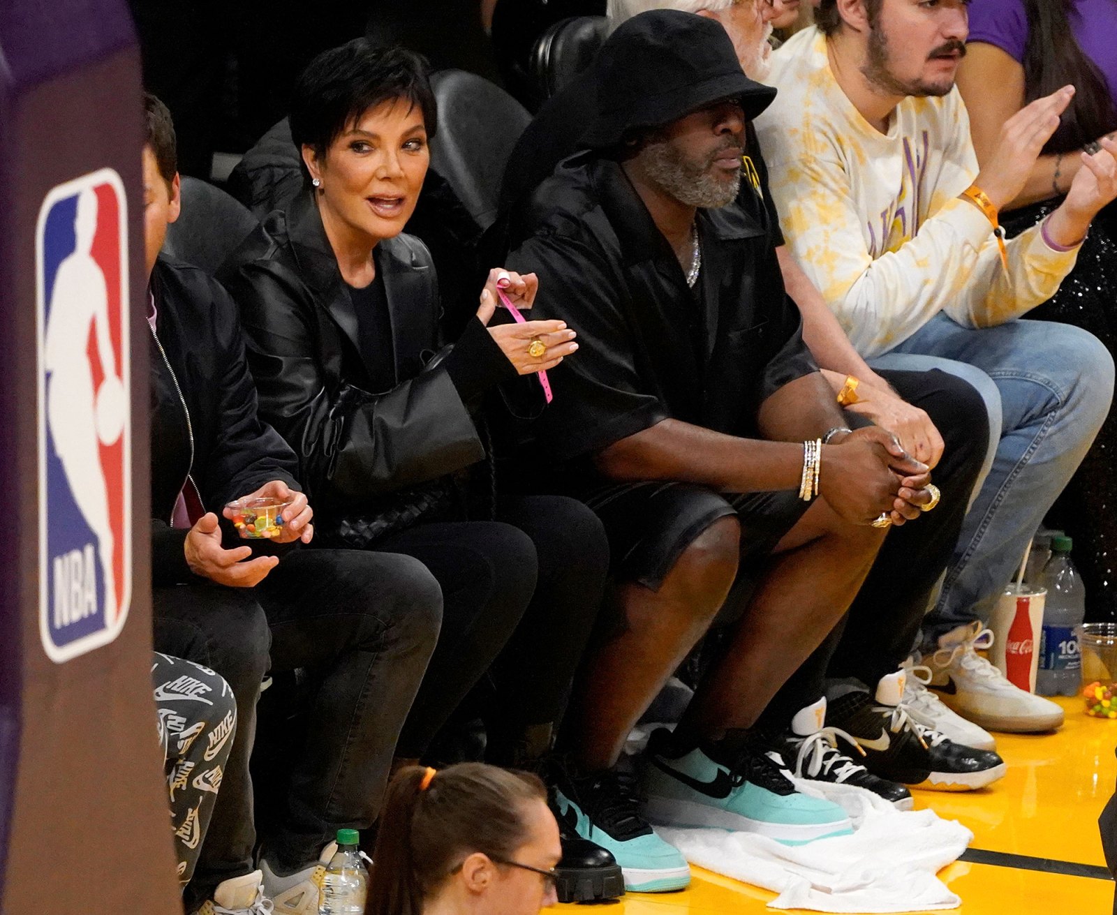 Feature Kris Jenner and Corey Gamble Support Tristan Thompson at Lakers Game