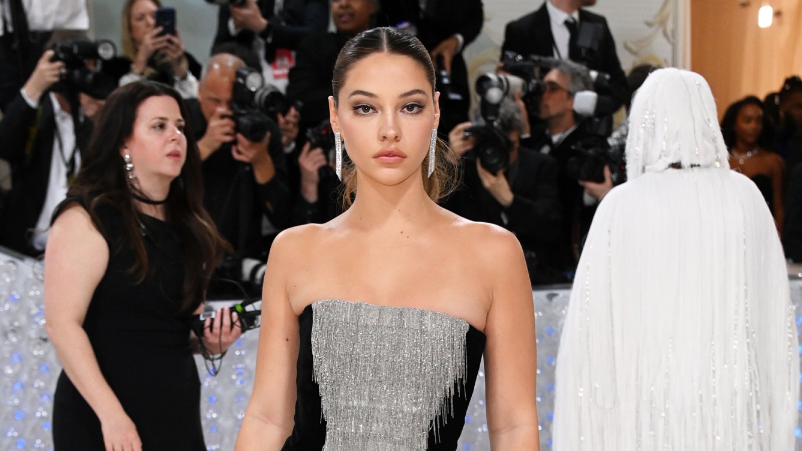 Madelyn Cline Shimmers in a Sleek Stella McCartney Gown During Her 2023 Met Gala Debut