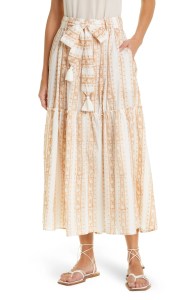 Mille Franoise Floral Stripe Cotton Skirt