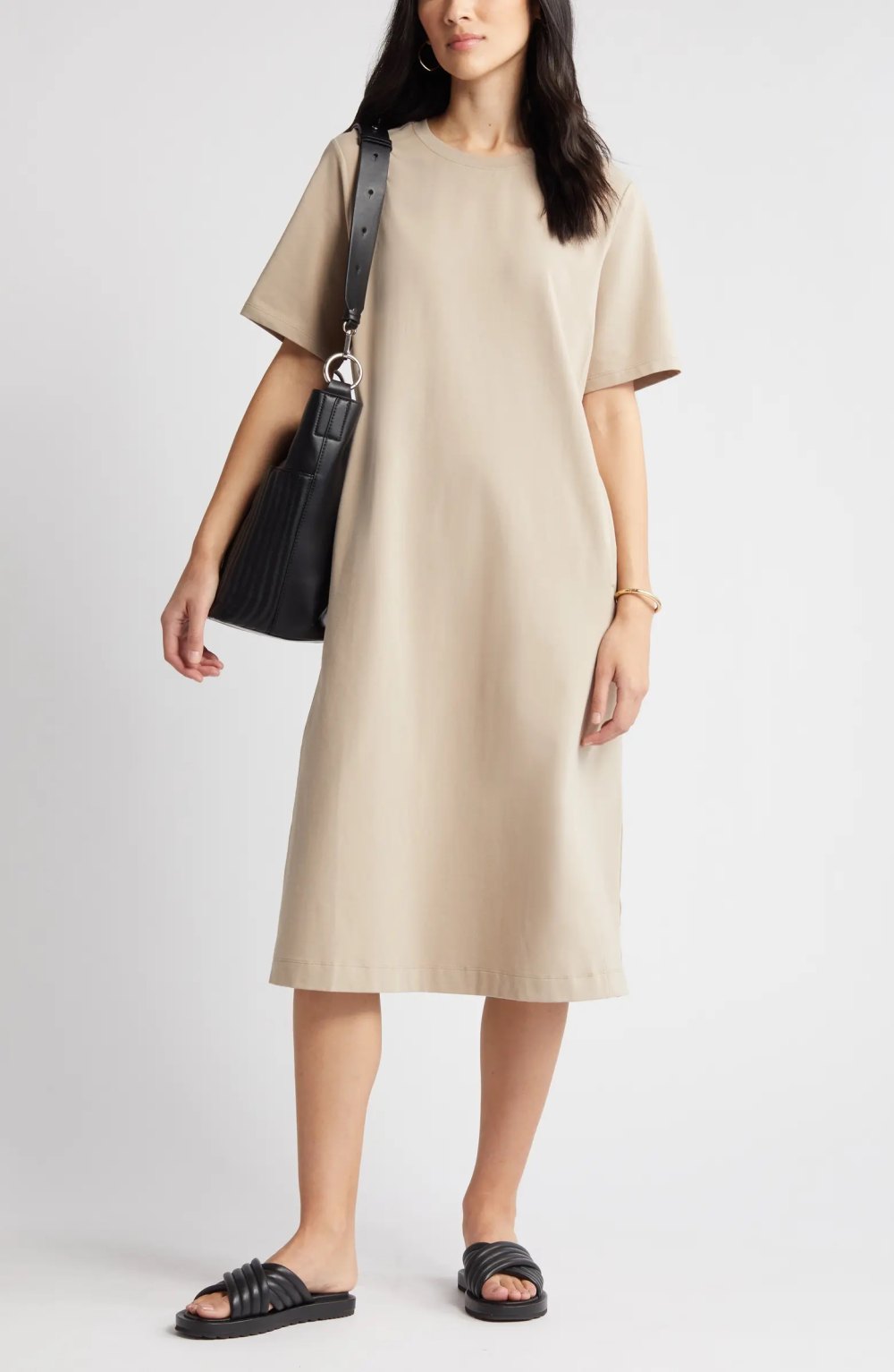 Nordstrom Stretch Cotton Midi T-Shirt Dress