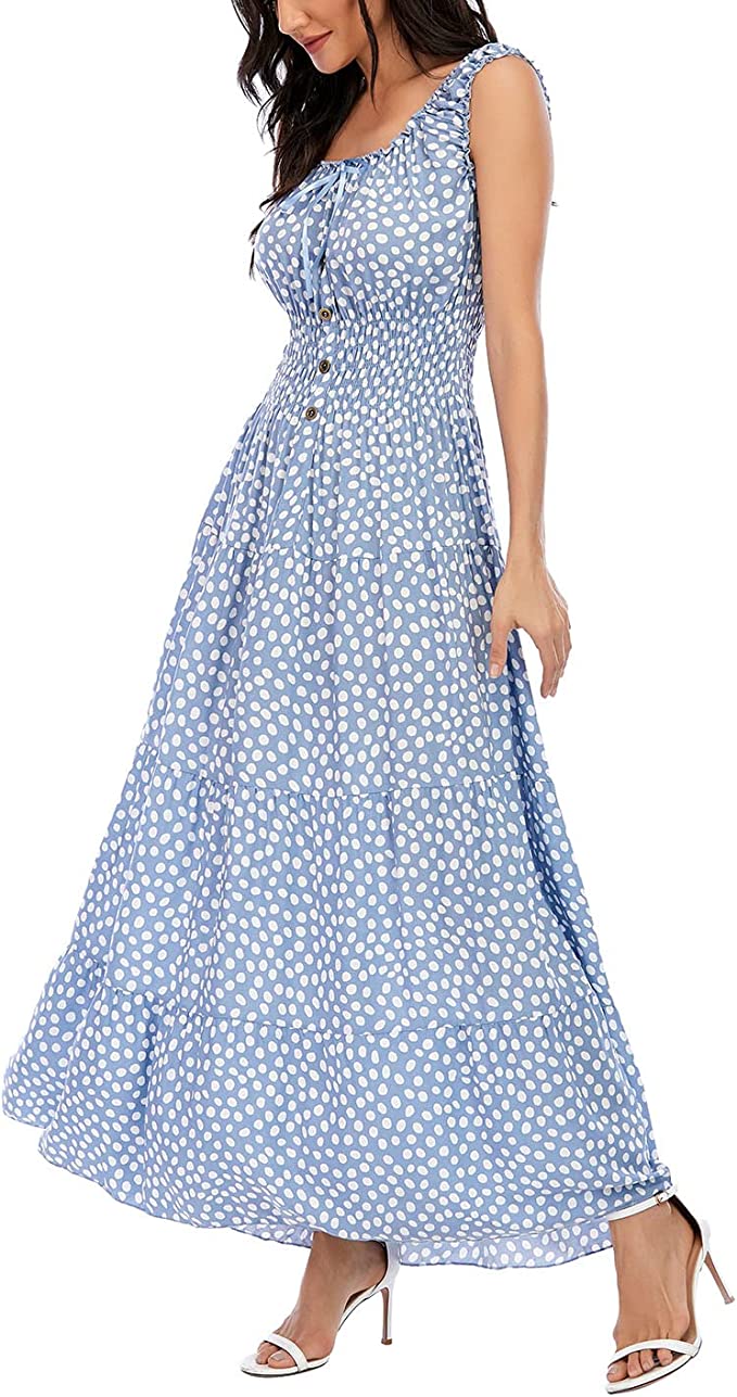 OSTOO Store Women’s Sleeveless Summer Flowy Printed Boho Maxi Long Dress