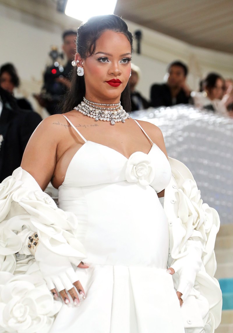 Pregnant Rihanna Blossoms in Rose-Covered Gown as She and ASAP Rocky Close Out 2023 Met Gala Red Carpet 650