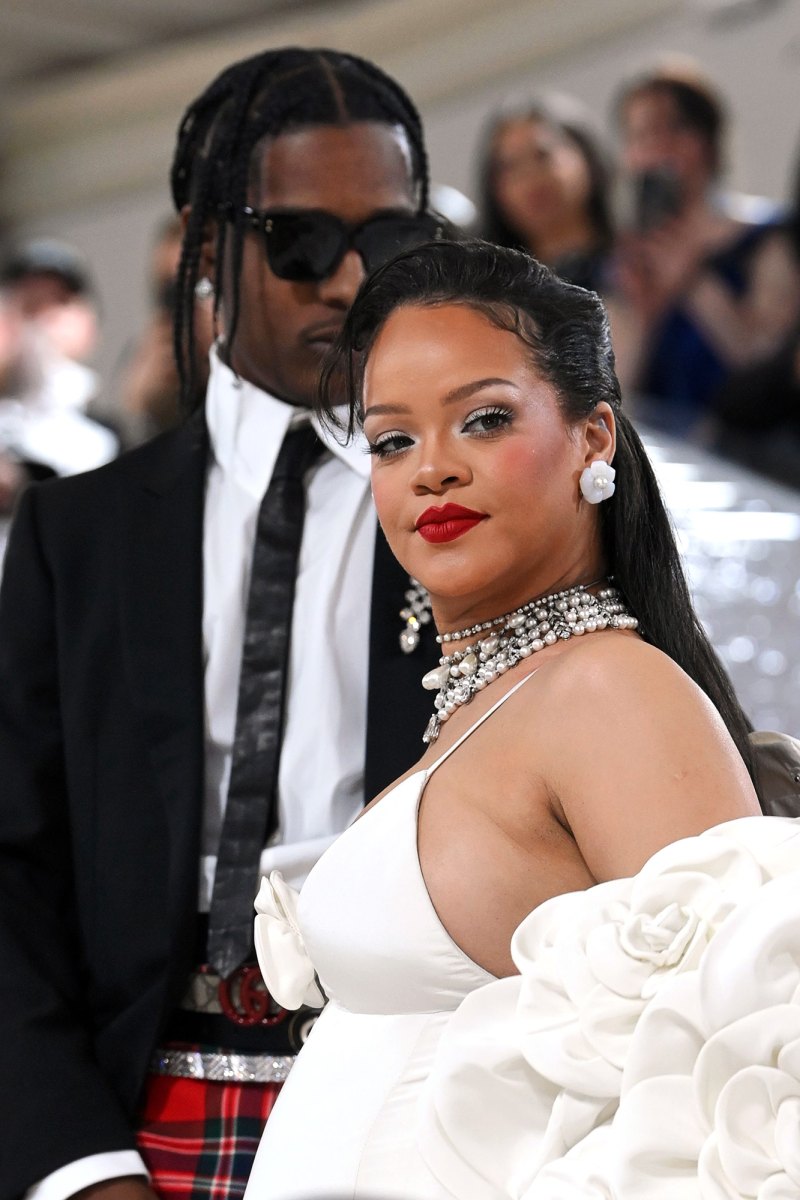 Pregnant Rihanna Blossoms in Rose-Covered Gown as She and ASAP Rocky Close Out 2023 Met Gala Red Carpet 652