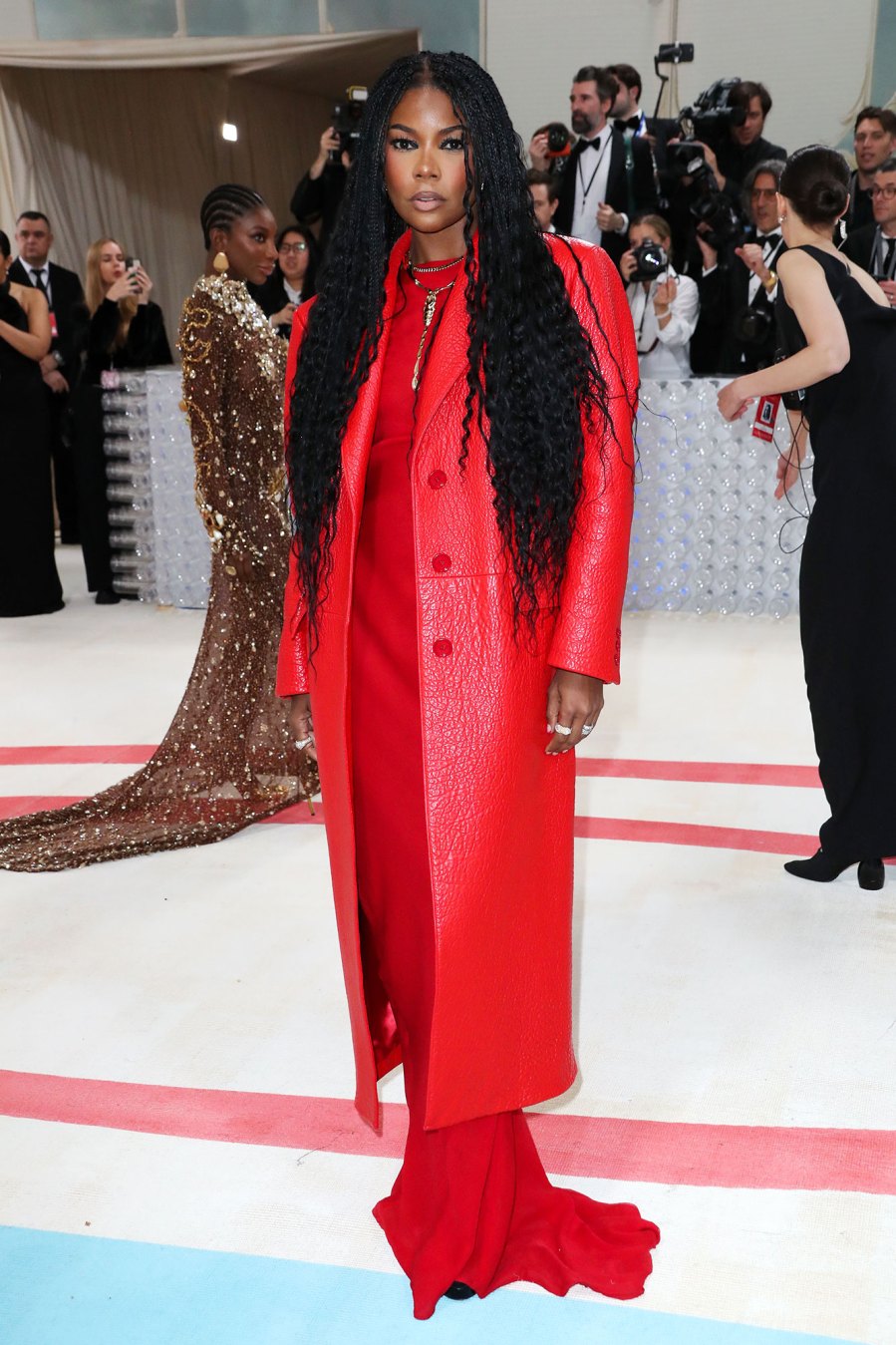 Radiant in Red Gabrielle Union Captivates in Crimson at 2023 Met Gala Poses With Husband Dwyane Wade
