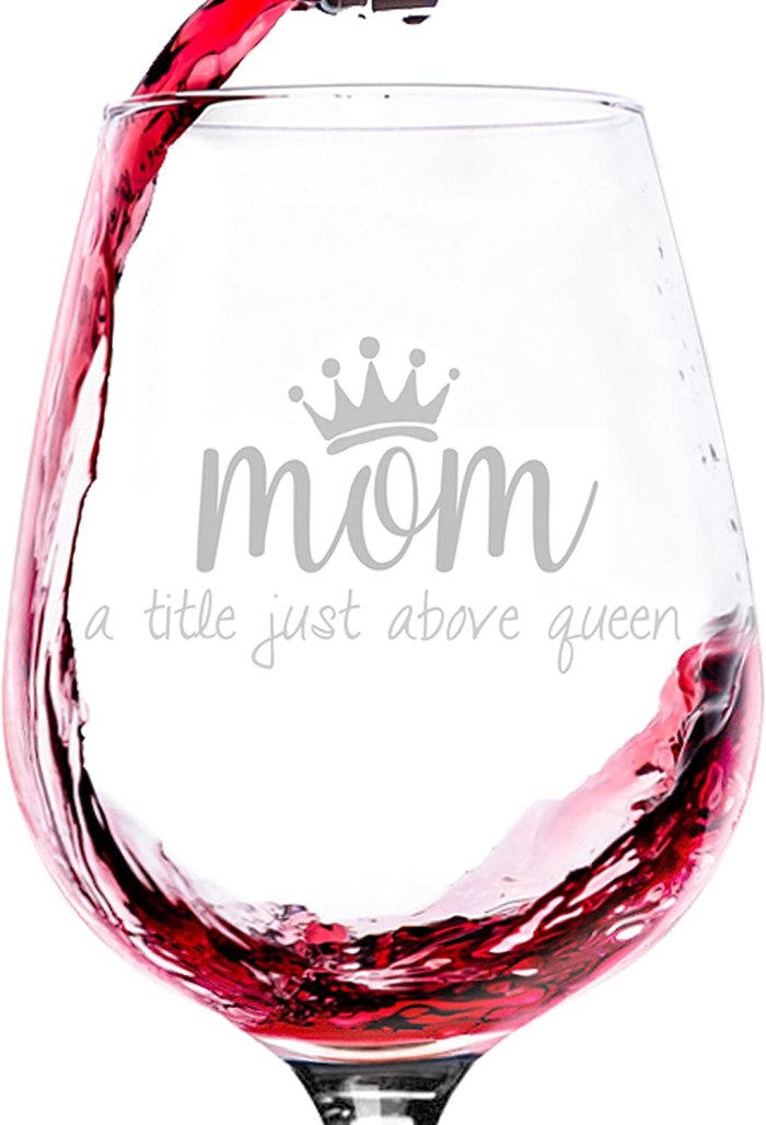 Wittsy Glassware and Gifts Mom:Queen Wine Glass