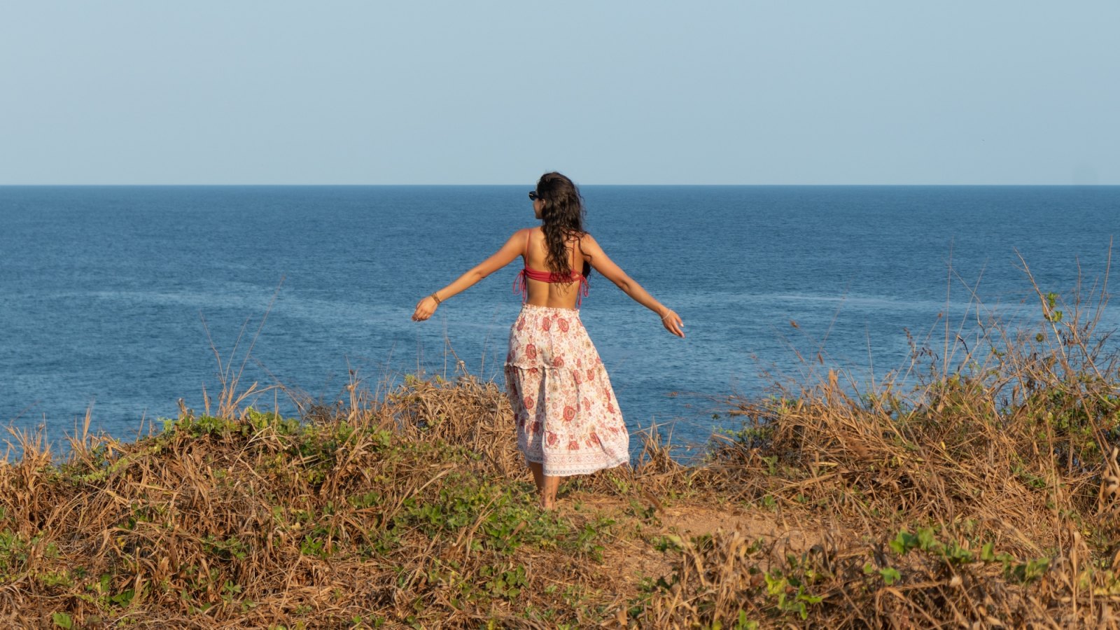 Woman-Wearing-Boho-Maxi-Skirt-Stock-Photo