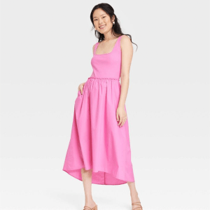 pink sleeveless dress