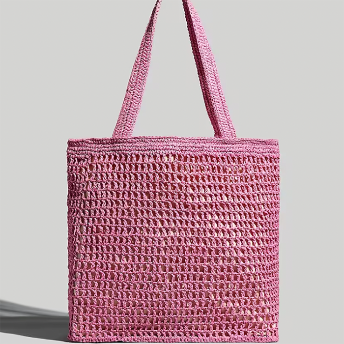 pink straw bag