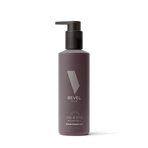 Bevel Leave In Conditioner for Men - Curly Hair Conditioner with Hemp Seed Oil and Biotin, Detangles Moisturizes and Strengthens Hair, 7 Oz