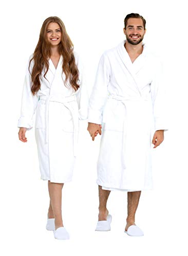 BIOLINEN Luxury Cotton Terry Shawl Bathrobe Collar Robe with Slippers Bathrobe for Men & Women 100% Combed Terry Unisex Spa Robe - Premium Quality Bathrobe