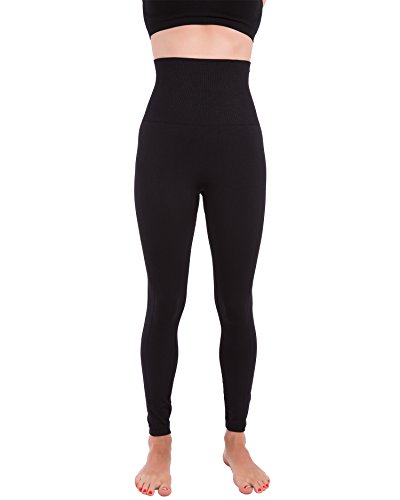 Homma Activewear Thick High Waist Tummy Compression Slimming Body Leggings Pant (Large, Black)