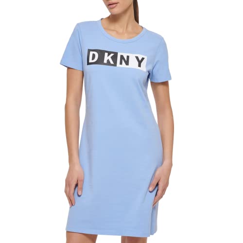 DKNY Women's Essential Logo T-Shirt Dress, Hydrangea, Small