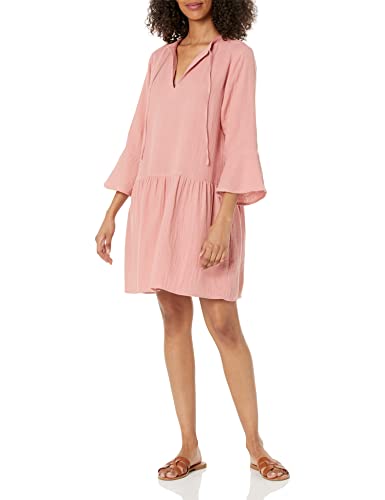 The Drop Women's Summer Gauze Bell Sleeve Mini Dress, Rosette, M