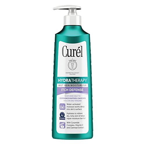 Curél Hydra Therapy, Itch Defense Moisturizer, Wet Skin Lotion, 12 Ounce, with Advanced Ceramide Complex, Vitamin E, & Oatmeal Extract, Helps to Repair Moisture Barrier
