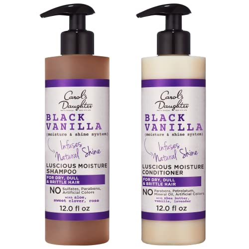 Carol's Daughter Black Vanilla Curly Hair Shampoo and Conditioner Set - Made with Shea Butter, Biotin, and Rosemary (2 Product Kit)