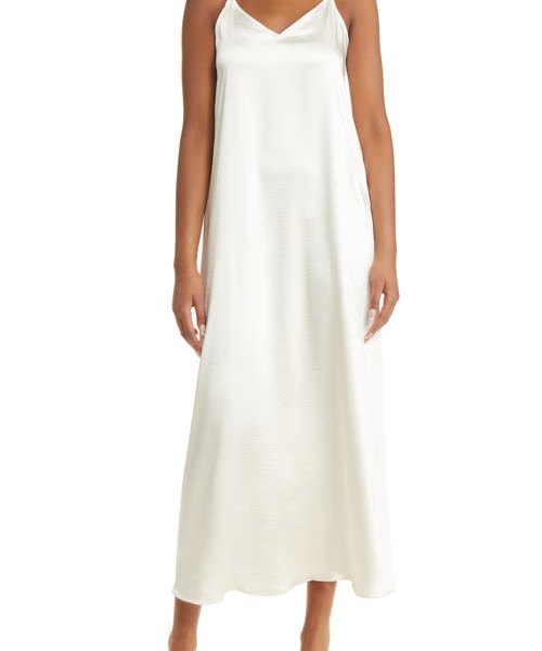 Vince Camuto Satin Maxi Dress in Birch at Nordstrom, Size X-Small