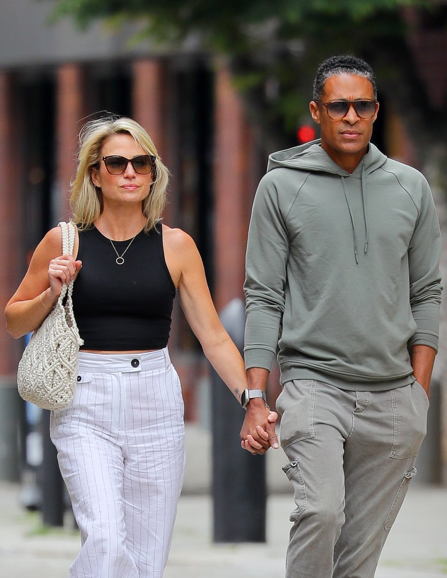 Amy Robach and TJ Holmes Hold Hands After Elisabeth Shue Says Andrew Shue Is Doing 'Great' After Scandal