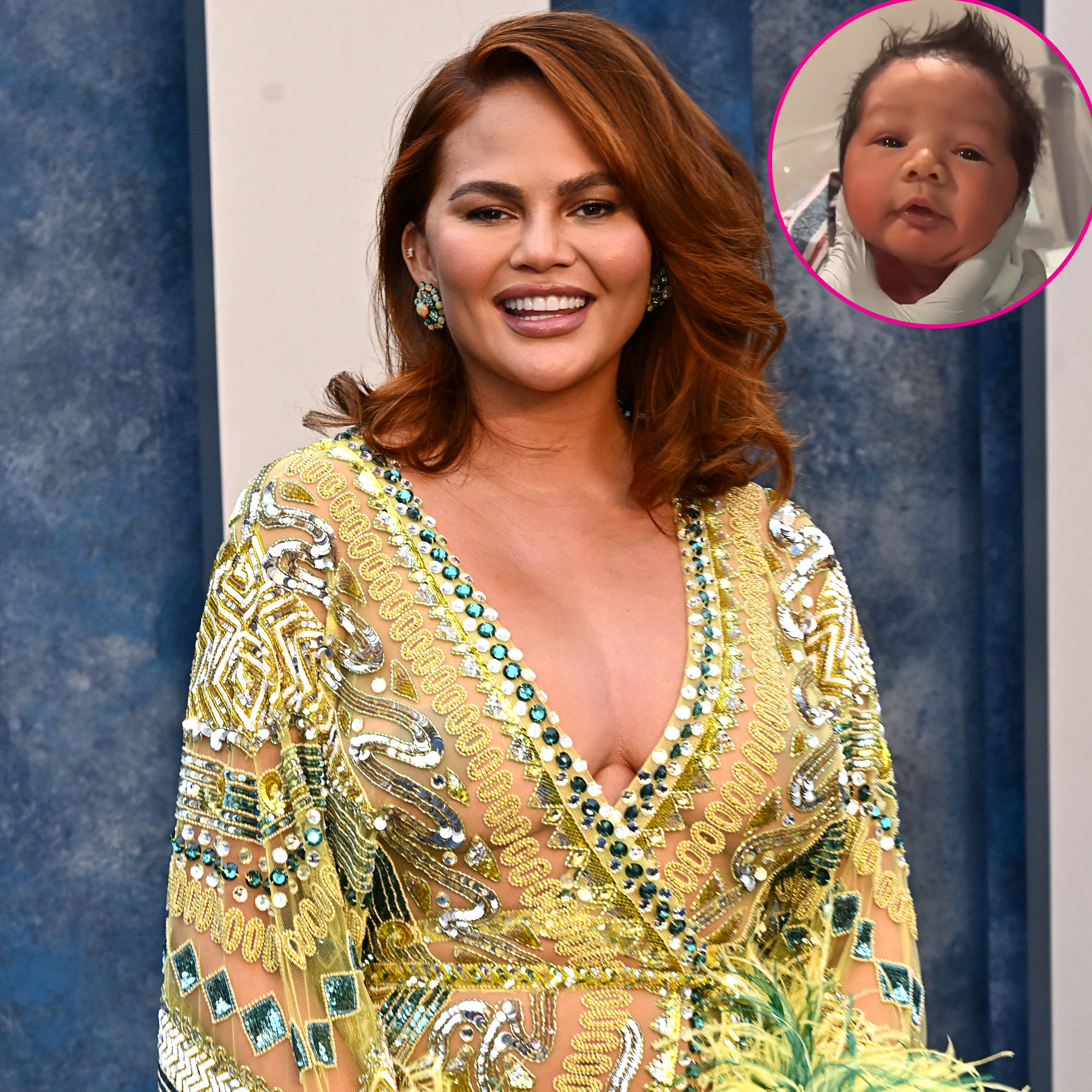 Chrissy Teigen Shows Off Newborn Son Wren's Outrageous Hair: 'Simple Plan Is Shaking'