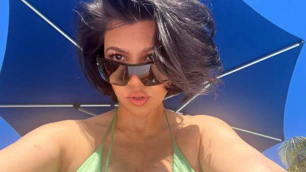 Pregnant Kourtney Kardashian Shows Off Bare Baby Bump in Green Bikini: 'Sweet Summer'