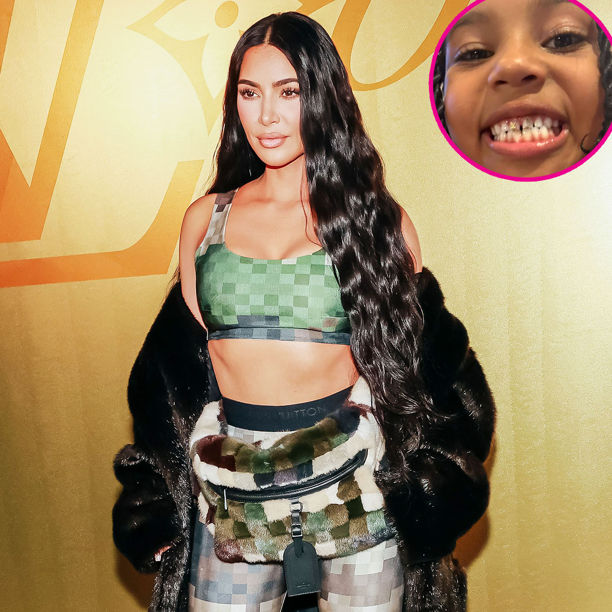 Promo Saint West Wears LV Tooth Bling Kim Kardashian
