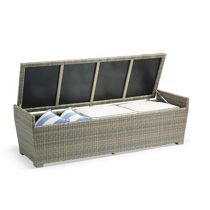 Tapered Wicker Storage Bench in Gray