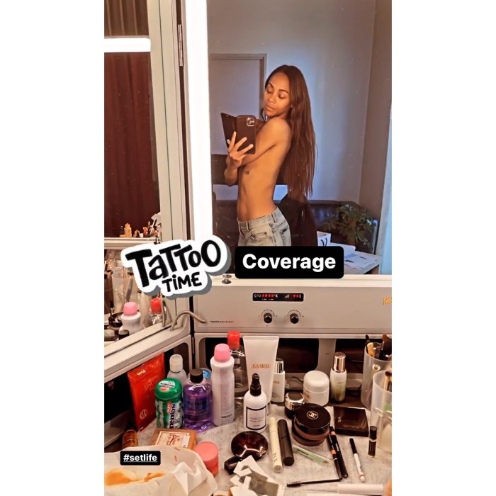 Zoe Saldana Poses Topless, Shows Rare Glimpse of Her Tattoo of Husband Marco Perego’s Face