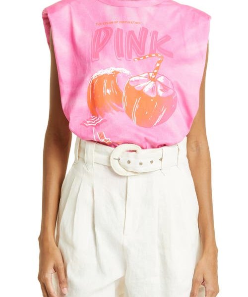 FARM Rio Pink Coconut Padded Organic Cotton Graphic Muscle T-Shirt at Nordstrom, Size Xx-Small