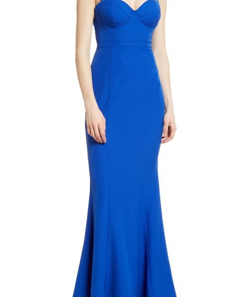 elle zeitoune Louisa Underwire Mermaid Gown in Indigo at Nordstrom, Size Small