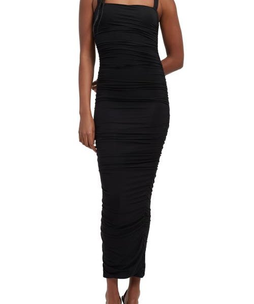 Good American Ruched Maxi Dress in Black at Nordstrom, Size 5