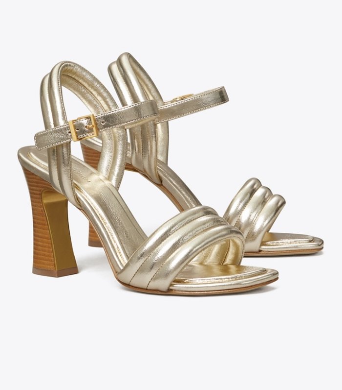 gold puffy heels
