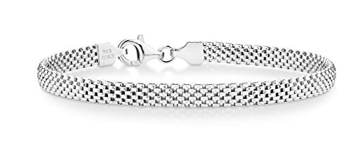 Miabella 925 Sterling Silver Italian 5mm Mesh Link Chain Bracelet for Women, Made in Italy (8 Inches)