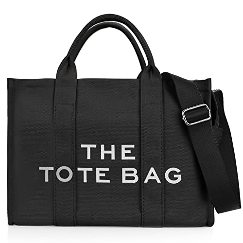 YUESUO Canvas Tote Bags for Women, Handbag Tote Purse with Zipper,Crossbody Tote Bags for Work and Travel