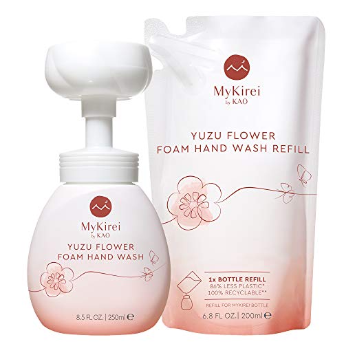 MyKirei by KAO Foaming Hand Soap with Japanese Yuzu Flower, Nourishing Hand Wash, Paraben Free, Cruelty Free and Vegan Friendly, Sustainable Bottle, Pump 8.5 Ounce Citrus