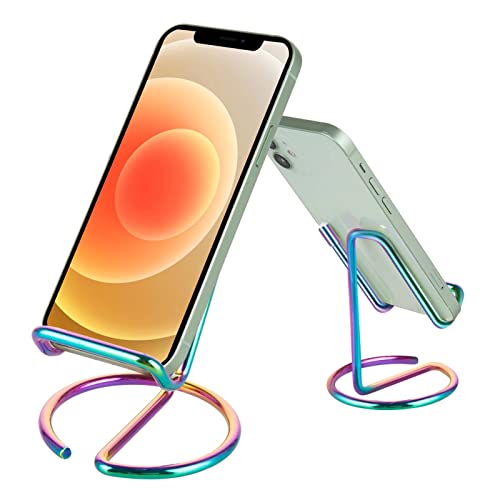 ROPOSY Cell Phone Stand for Desk, Cute Metal Rainbow Cell Phone Stand Holder Desk Accessories, Compatible with All Mobile Phones, iPhone, Switch, iPad